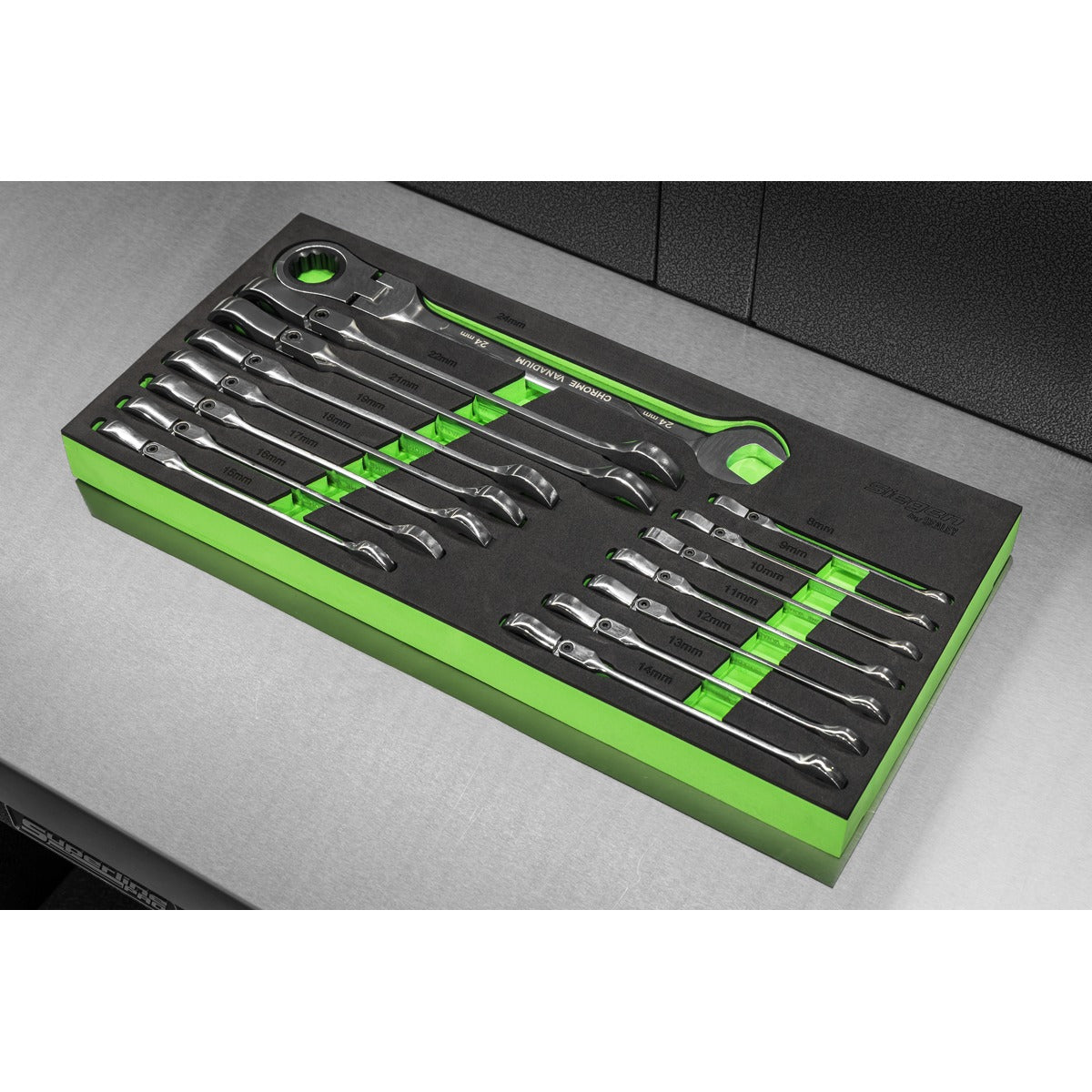 Siegen Flexi-Head Combination Ratchet Spanner Set 15pc S01329