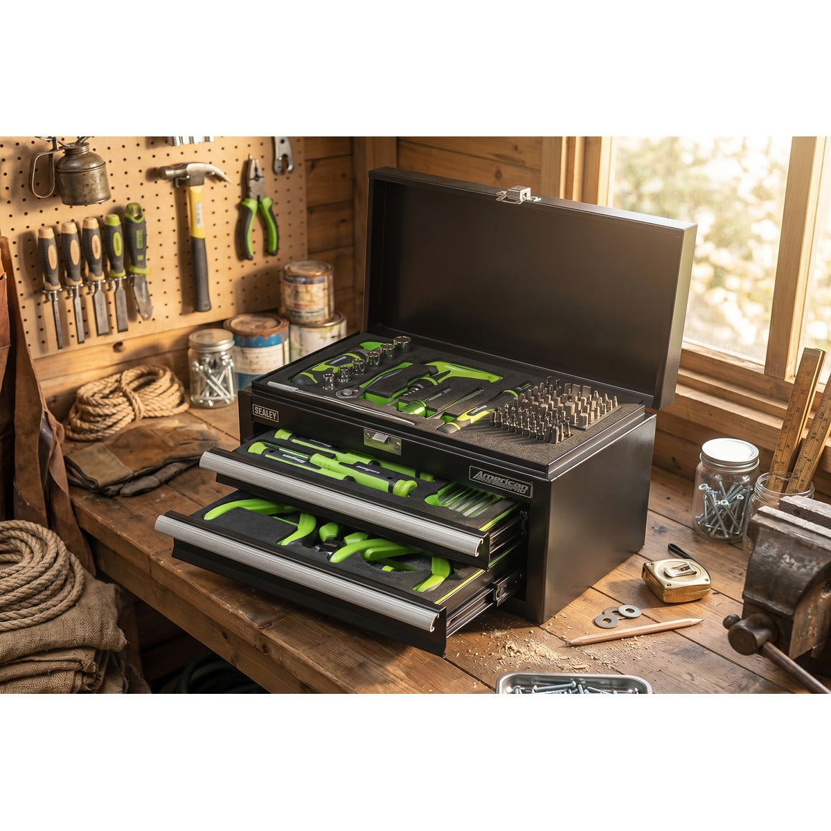 Siegen Mini Toolbox 2 Drawer with 111pc Tool Kit S01335