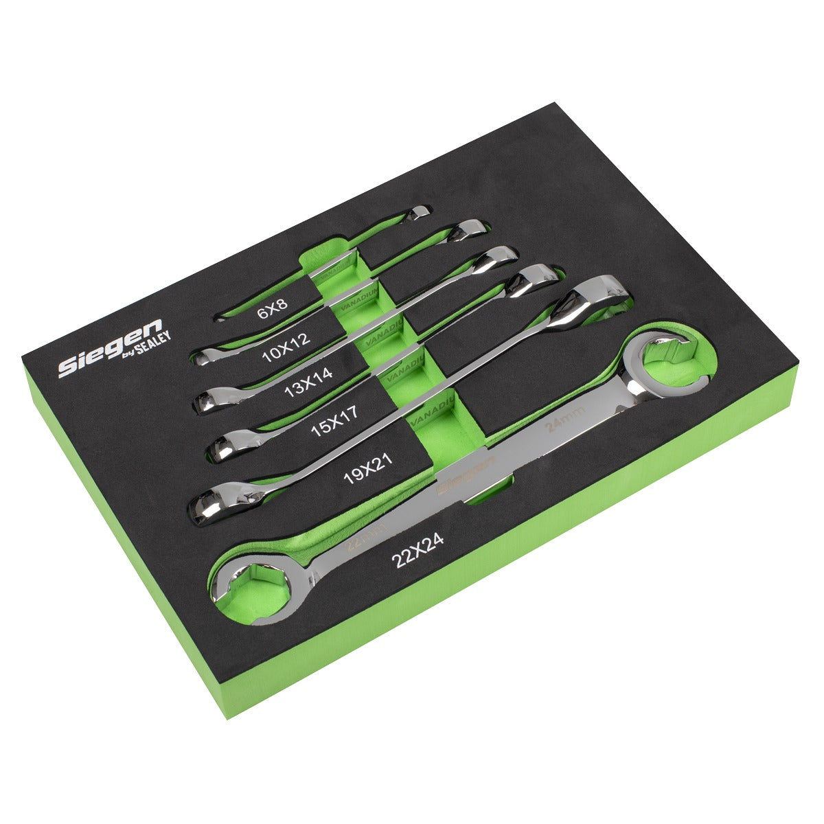Siegen Flare Nut Spanner Set in EVA Foam Tray 6pc S0767
