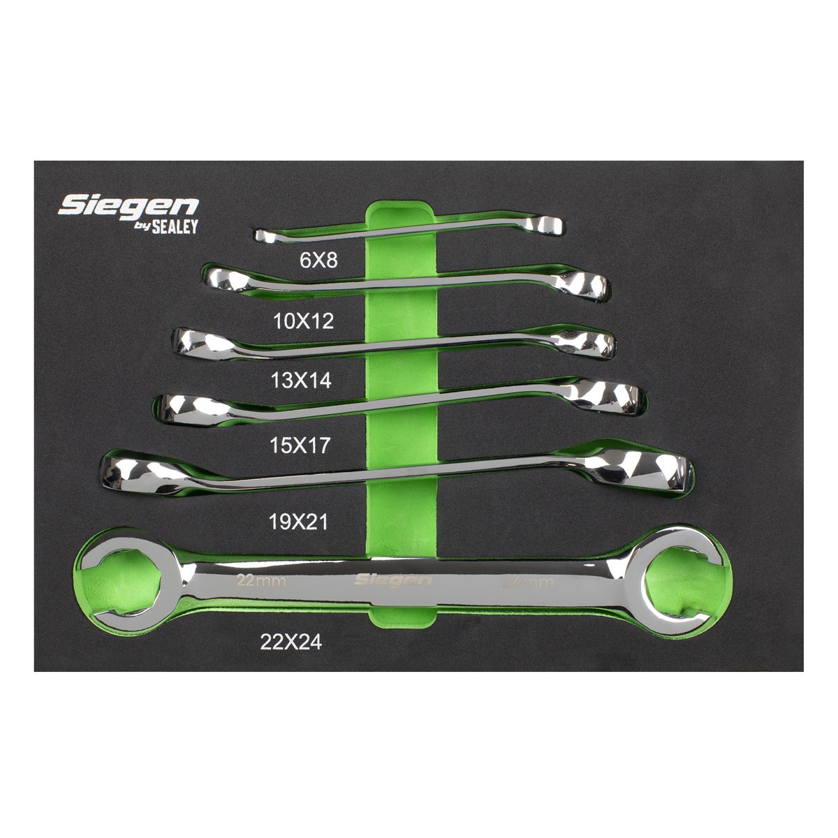 Siegen Flare Nut Spanner Set in EVA Foam Tray 6pc S0767