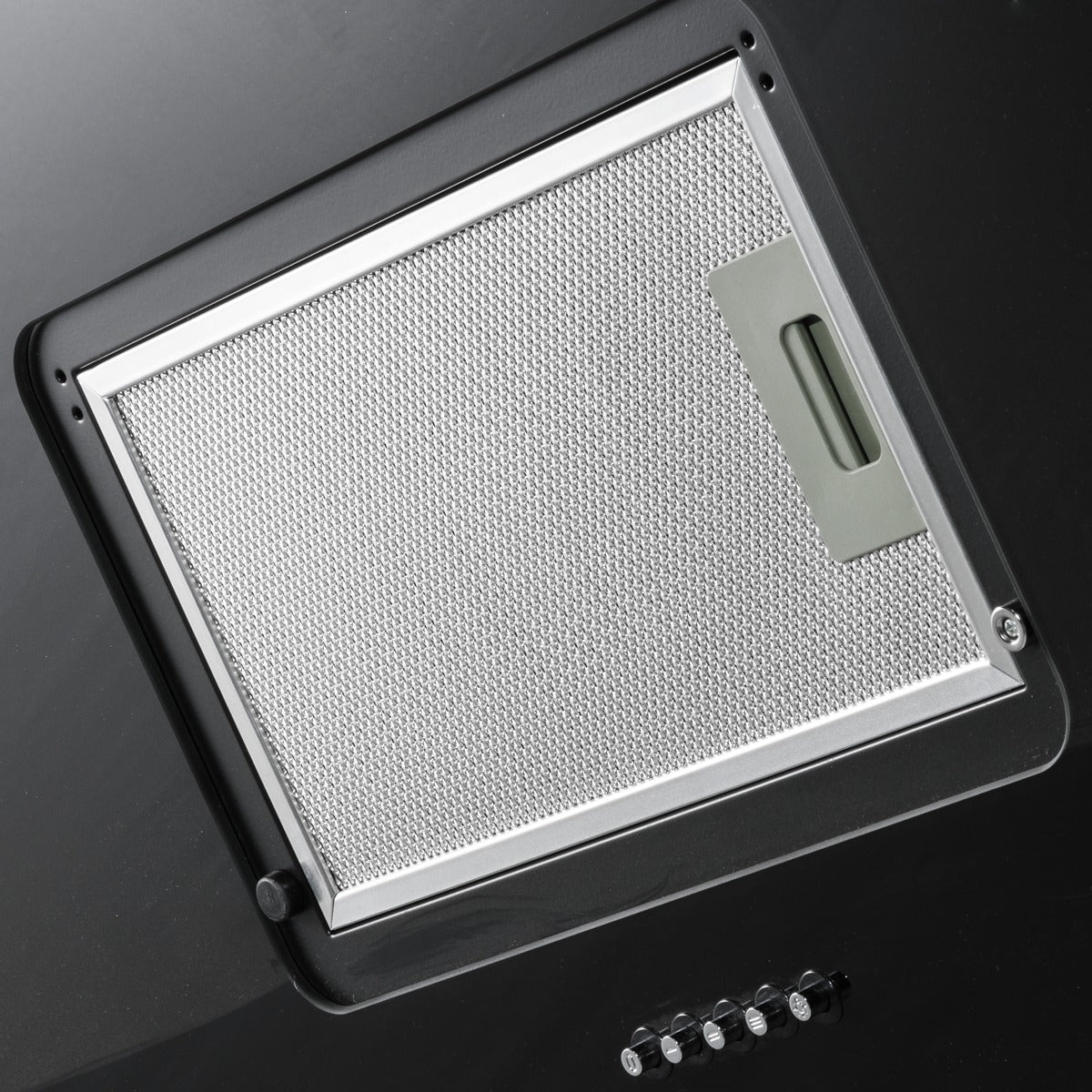 Baridi Angled Chimney Cooker Hood with Carbon Filters & LED Lamp 90cm, Energy Class A - Black Glass DH106