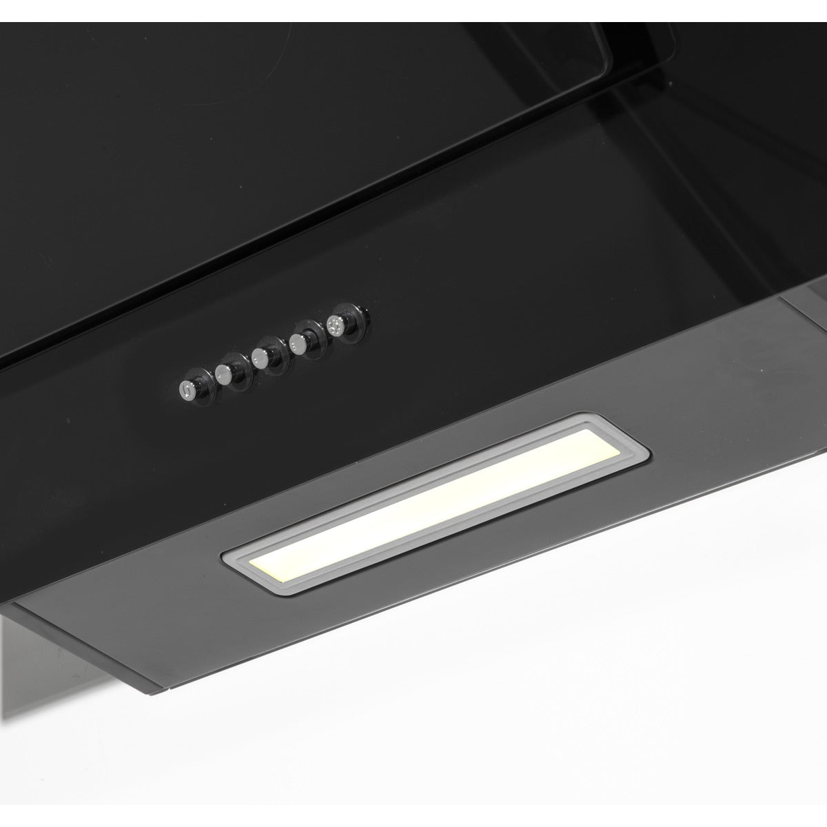Baridi Angled Chimney Cooker Hood with Carbon Filters & LED Lamp 90cm, Energy Class A - Black Glass DH106