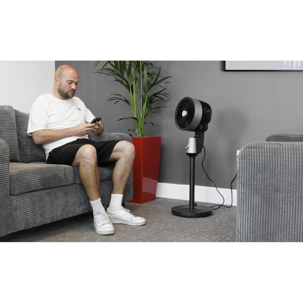 Baridi 10" Pedestal Fan with Manual Control 230V - Grey DH142