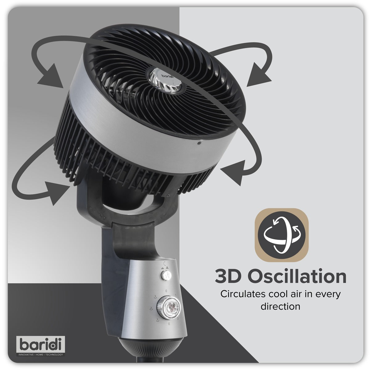 Baridi 10" Pedestal Fan with Manual Control 230V - Grey DH142
