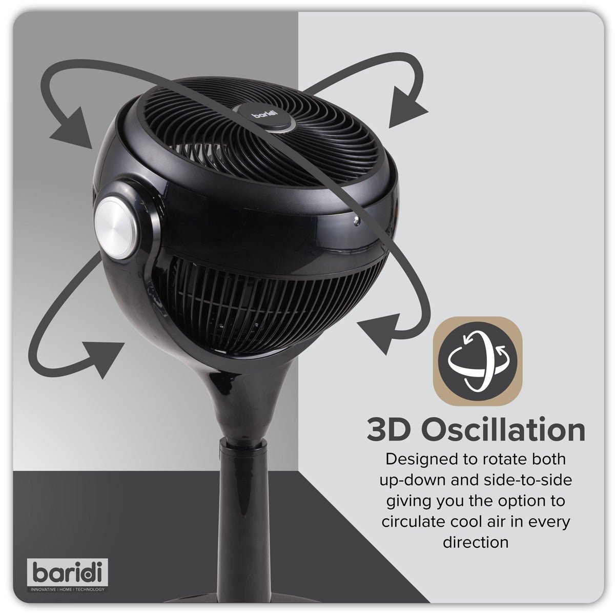Baridi 10" Pedestal Fan with Remote Control & 12hr Timer 230V - Black DH143