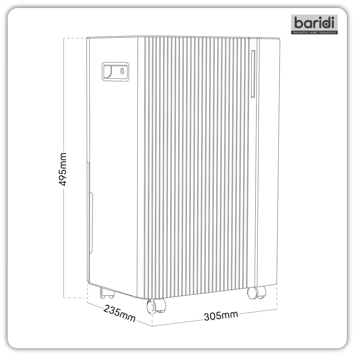 Baridi Dehumidifier with Digital Display & 24hr Timer 12L - White DH147