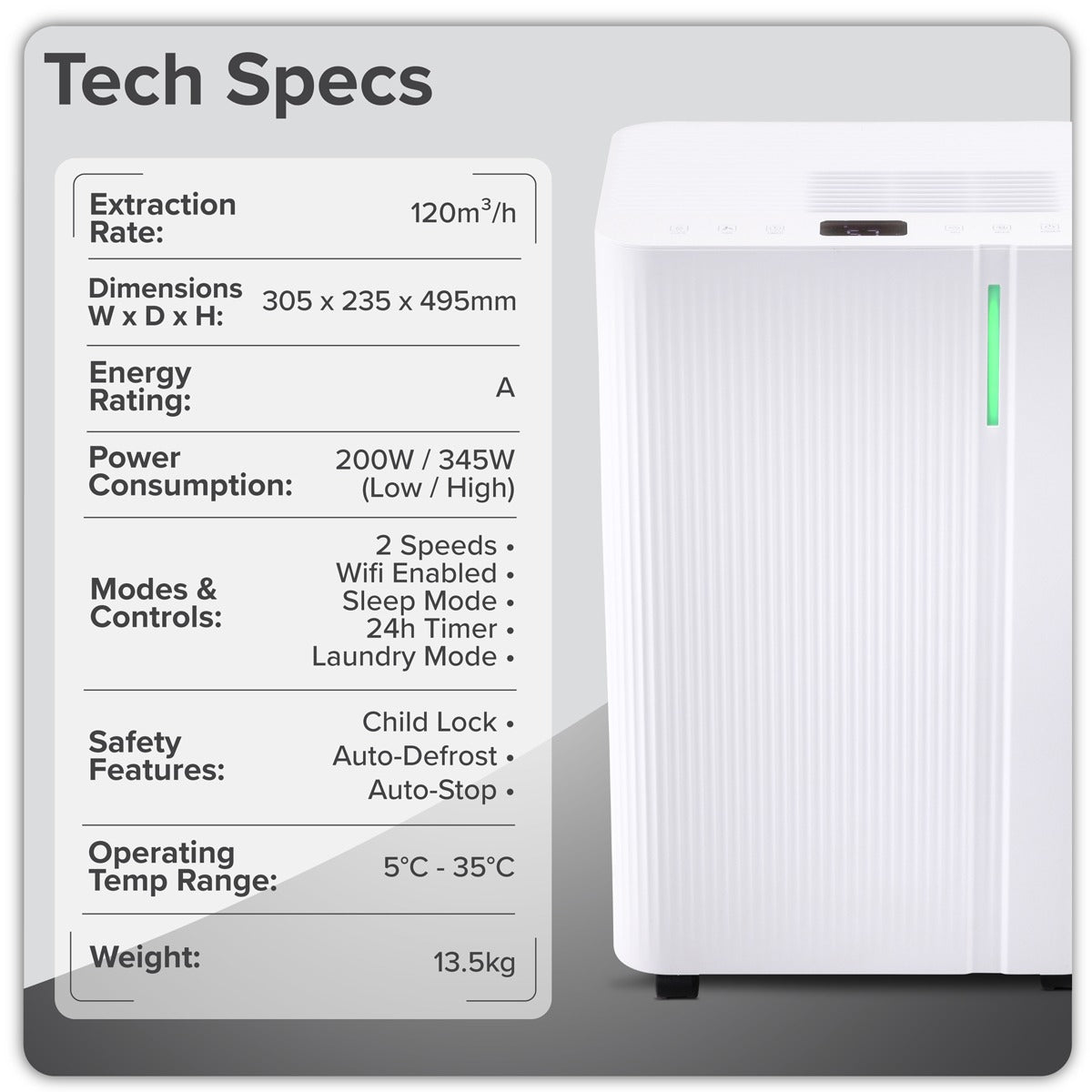 Baridi Dehumidifier with Digital Display & 24hr Timer 20L - White DH148