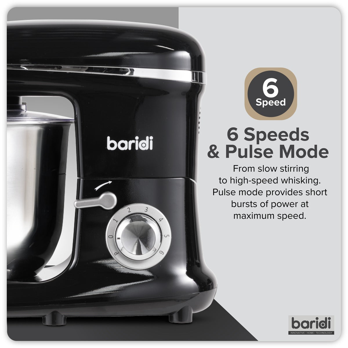 Baridi 1500W Stand Mixer with Accessories 6L - Black DH173