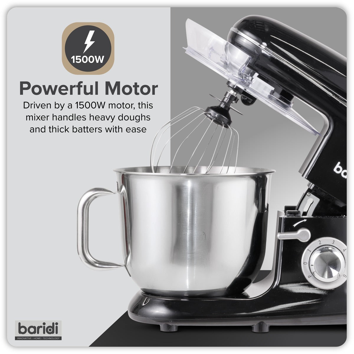 Baridi 1500W Stand Mixer with Accessories 6L - Black DH173