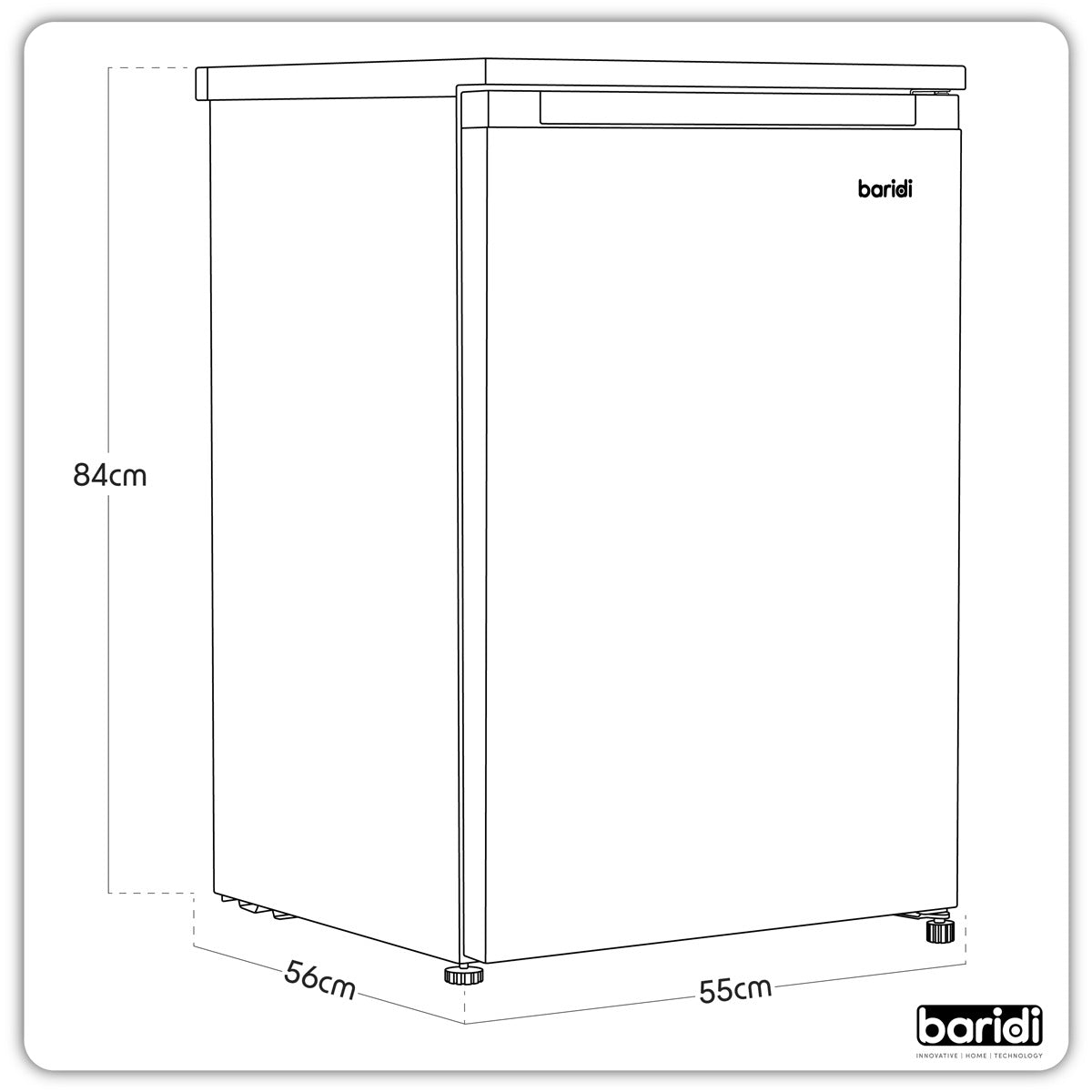 Baridi 55cm Undercounter Freezer with Adjustable Thermostat 85L - White DH250