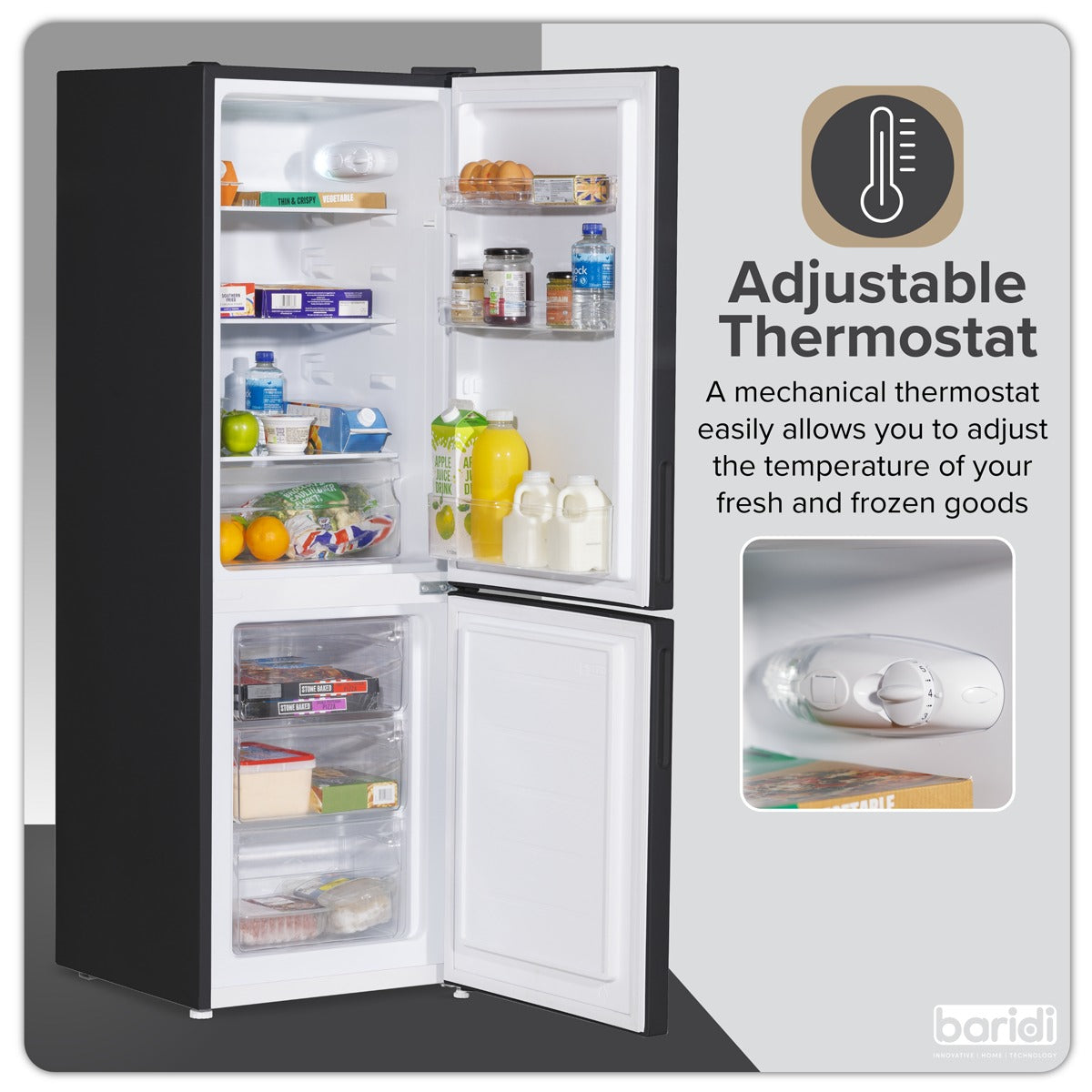 Baridi 47cm 70/30 Fridge Freezer, 157L Capacity Low Frost DH253