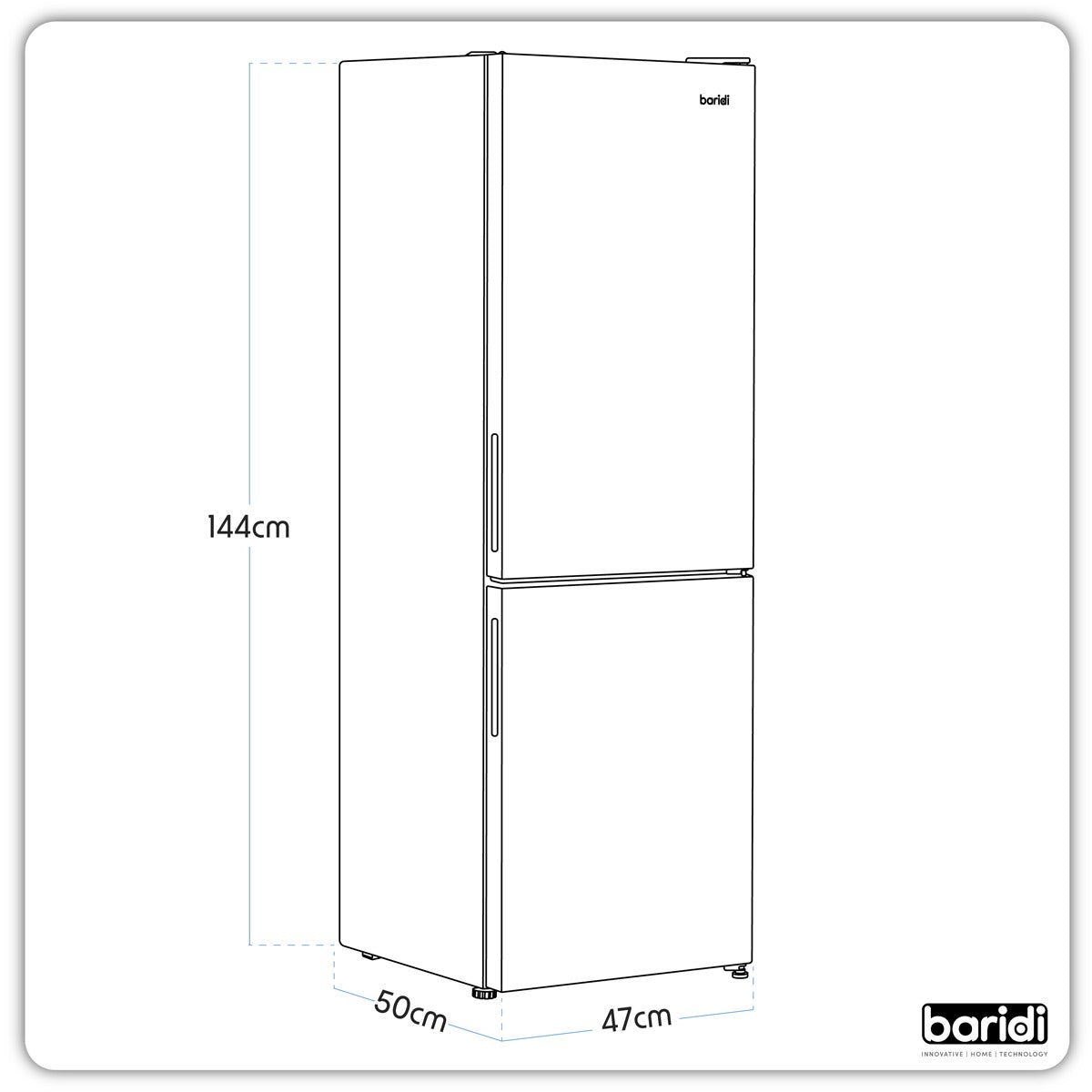Baridi 47cm 70/30 Fridge Freezer, 157L Capacity Low Frost DH253