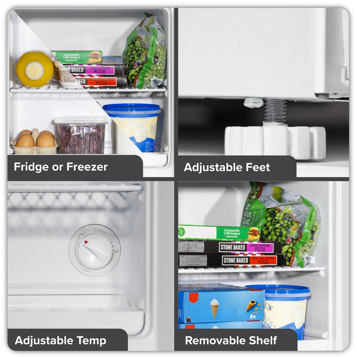 Baridi Mini Tabletop Fridge/Freezer, 31L Capacity - White DH254