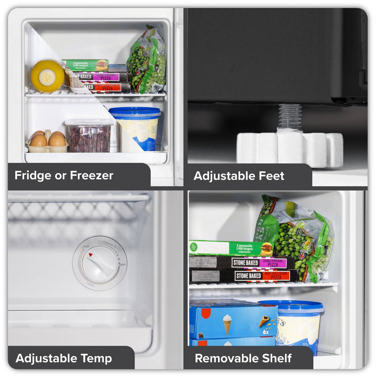 Baridi Mini Tabletop Fridge/Freezer, 31L Capacity - Black DH255