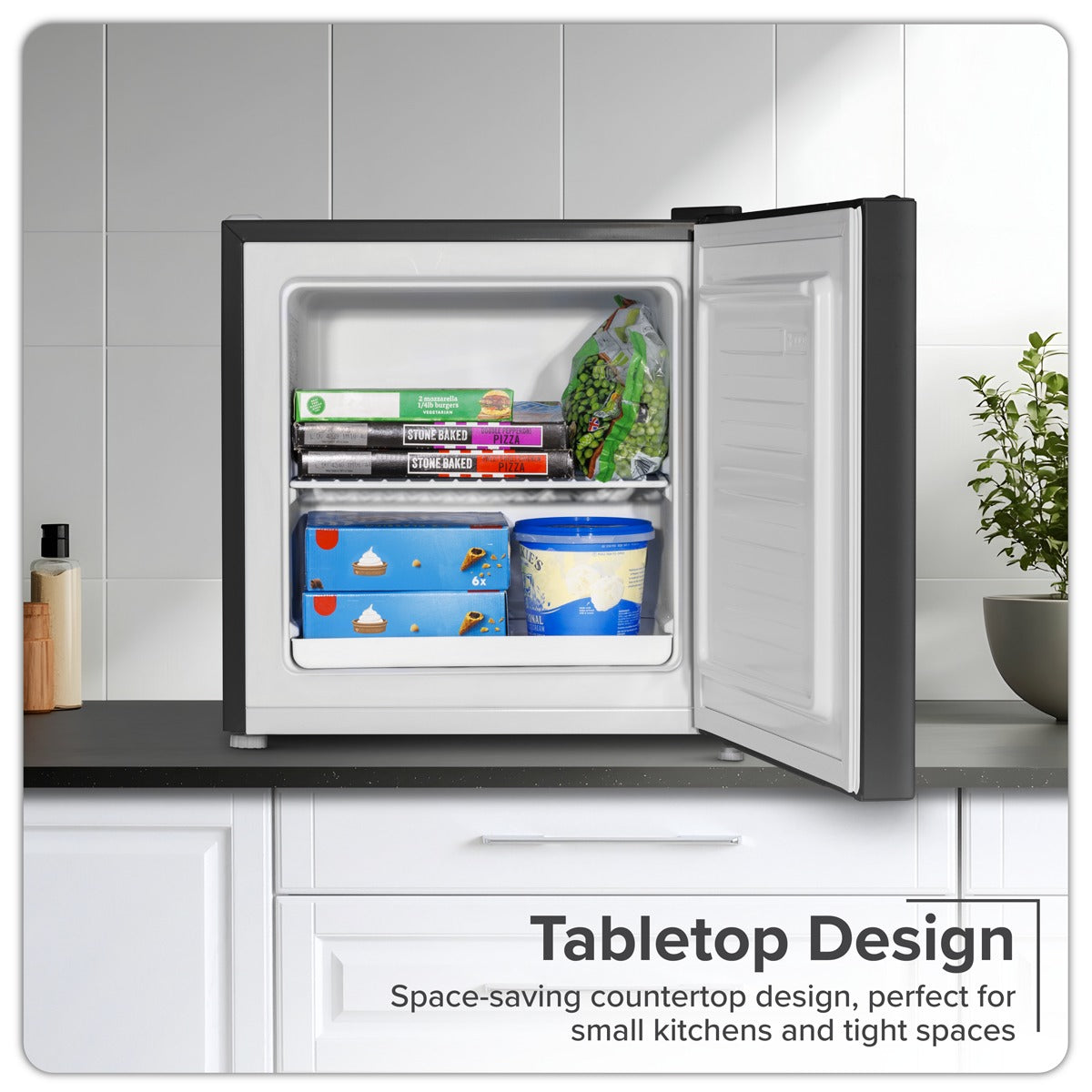 Baridi Mini Tabletop Fridge/Freezer, 31L Capacity - Black DH255