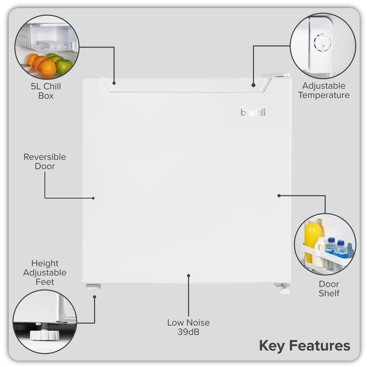 Baridi Tabletop Fridge with Ice Box, 46L Capacity, Adjustable Thermostat - White DH256