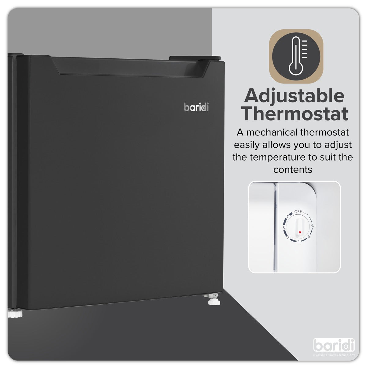 Baridi Tabletop Fridge with Ice Box, 46L Capacity DH257