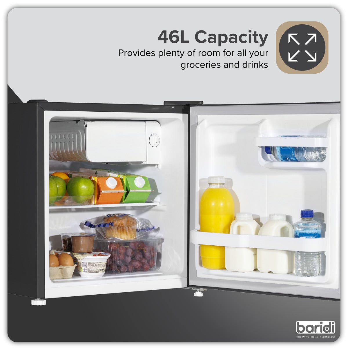 Baridi Tabletop Fridge with Ice Box, 46L Capacity DH257