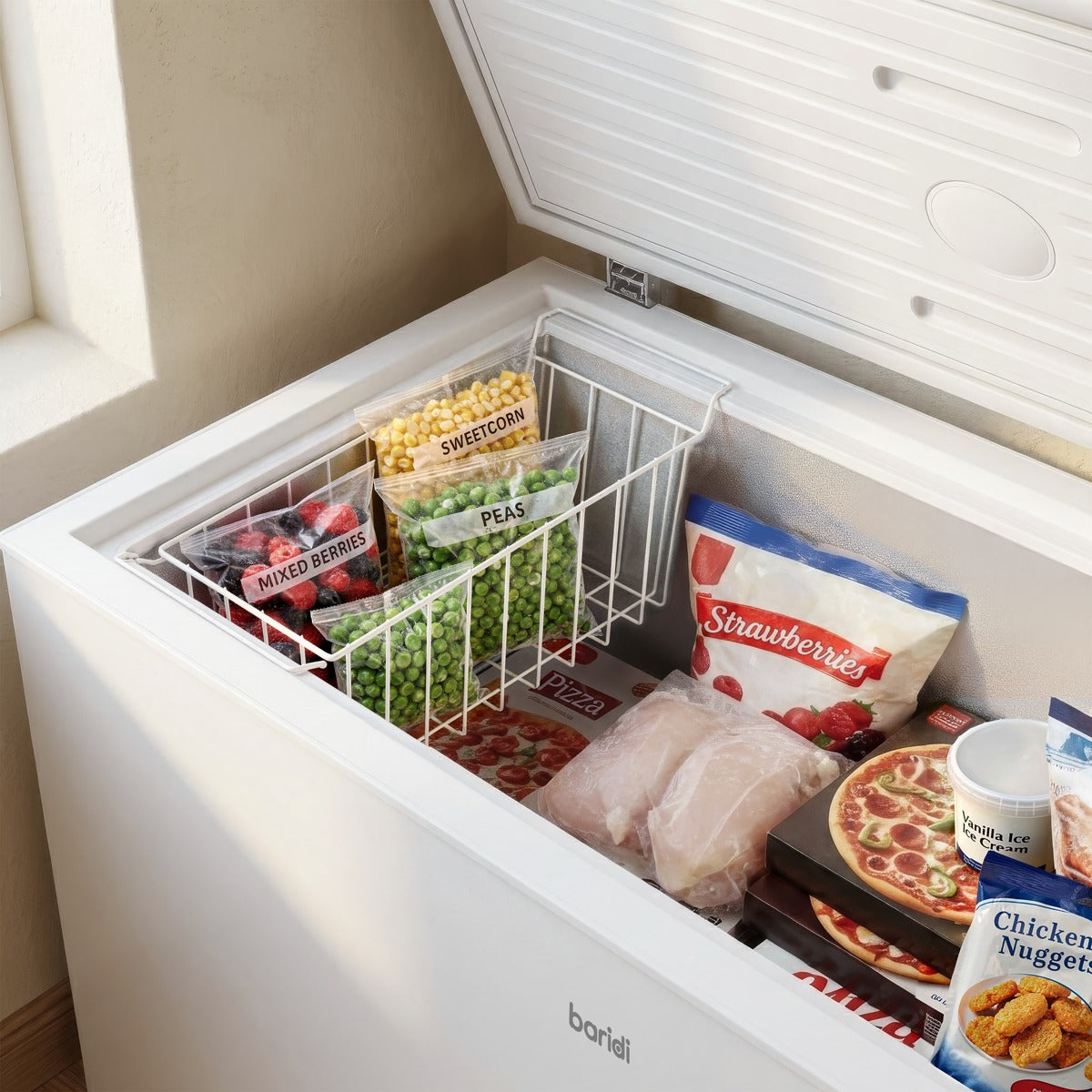 Baridi Freestanding Chest Freezer 254L Capacity - White DH258