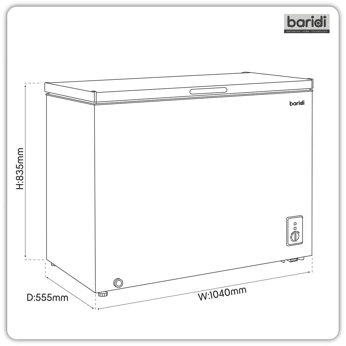Baridi Freestanding Chest Freezer 254L Capacity - White DH258