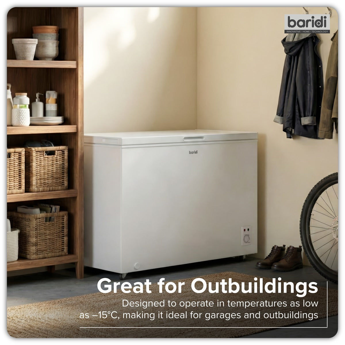 Baridi Freestanding Chest Freezer 299L Capacity - White DH260