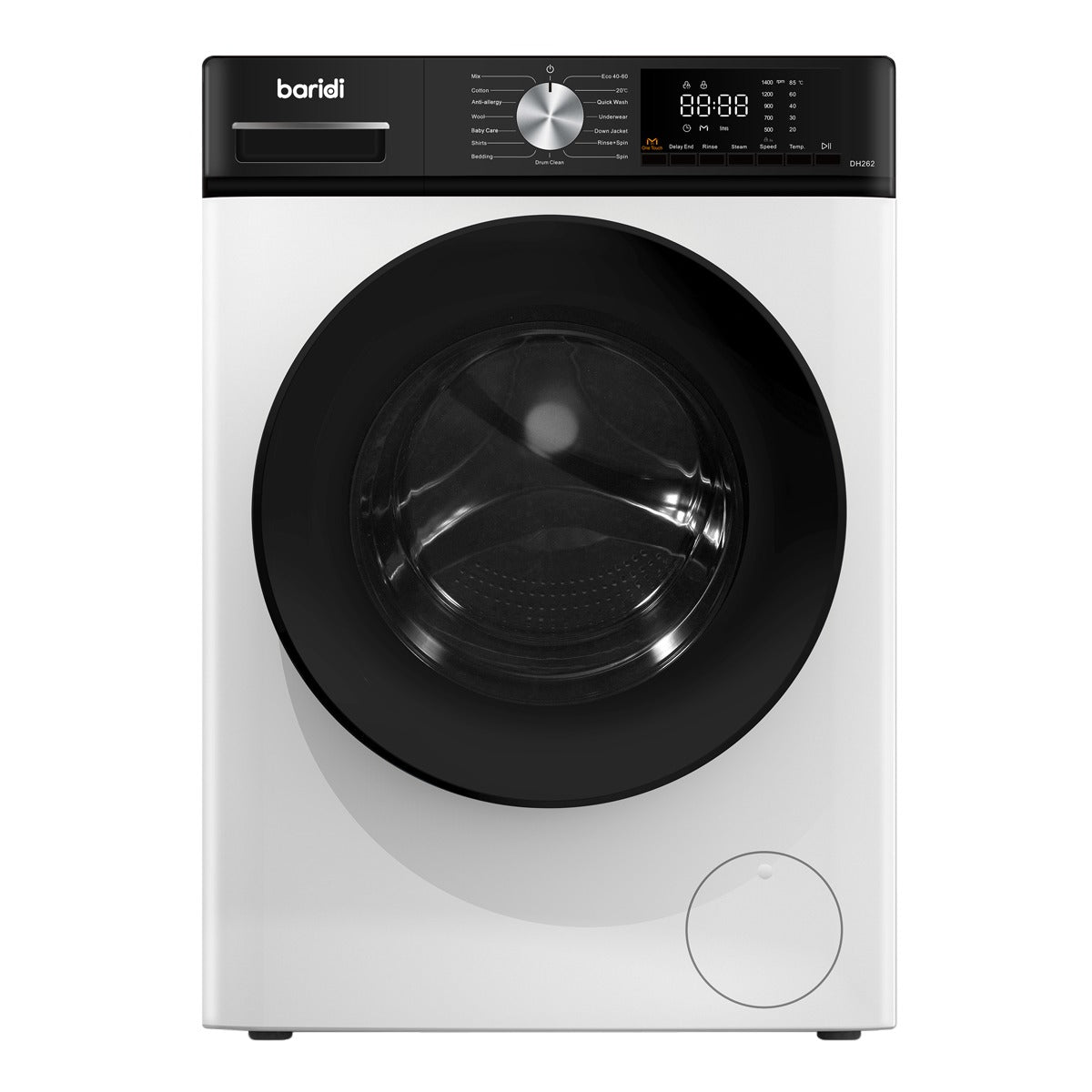 Baridi 8kg Washing Machine, Front Loading, 1400rpm Energy Rating A – White DH262
