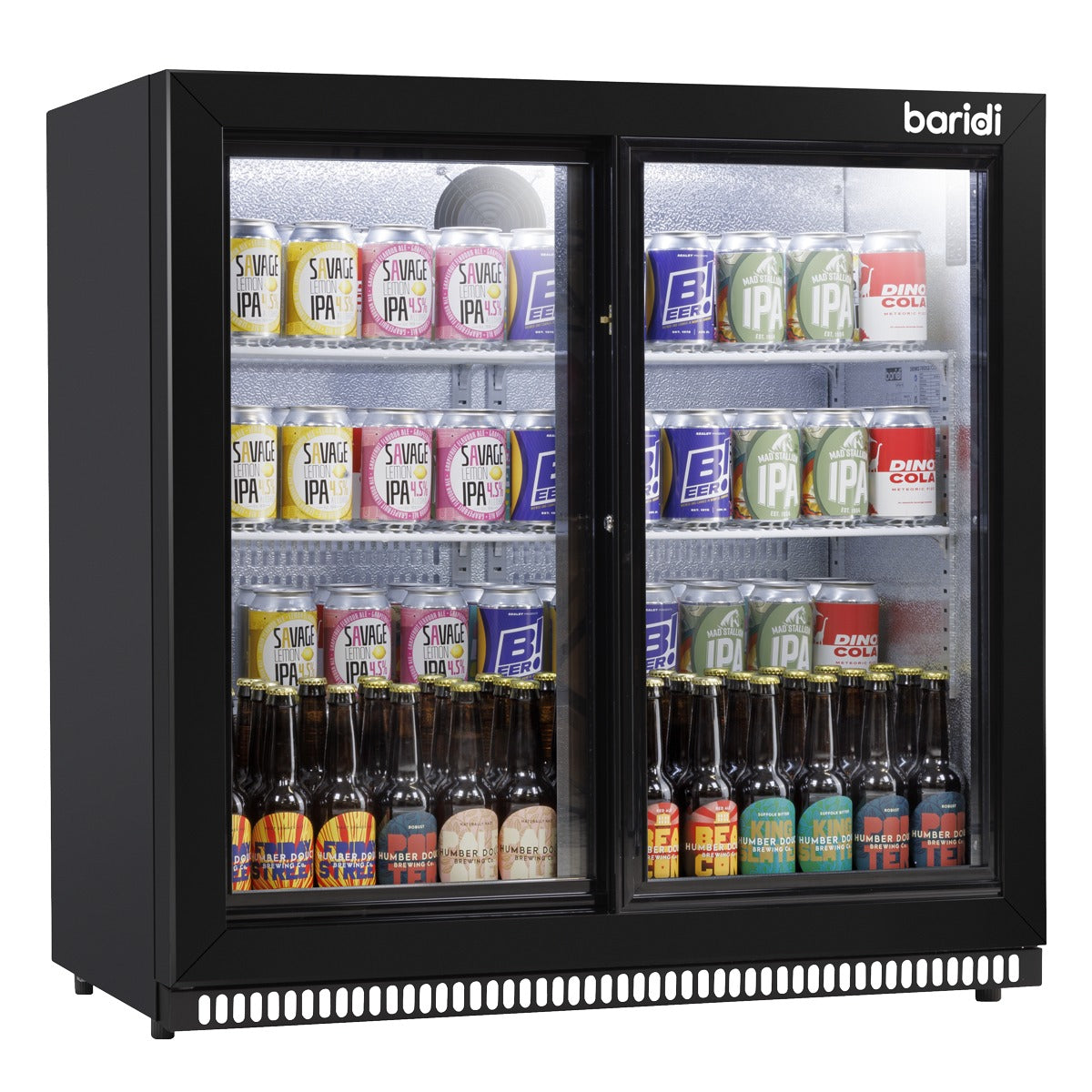 Baridi Back Bar Drinks Fridge/Cooler with Double Sliding Doors, 190L Capacity DH273