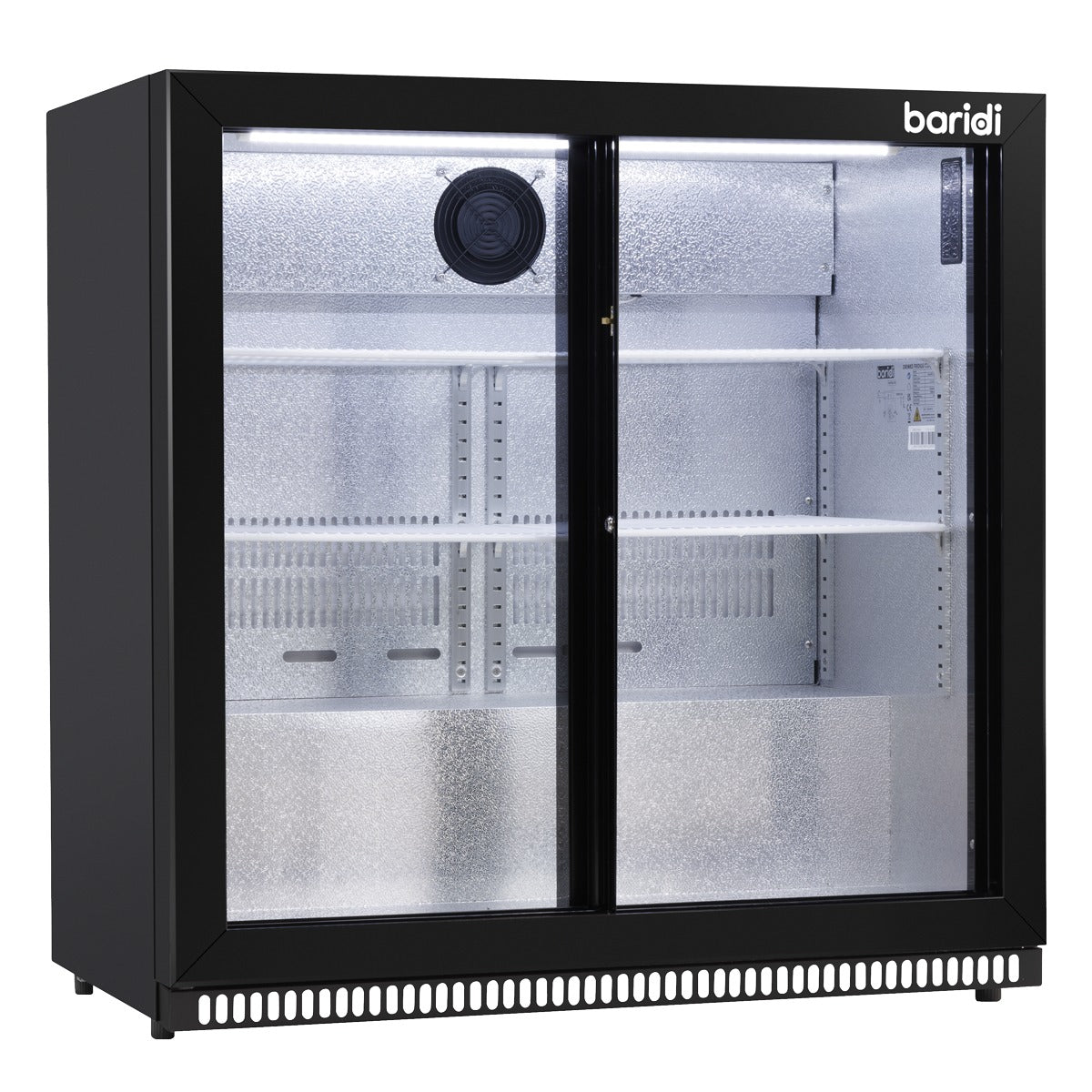 Baridi Back Bar Drinks Fridge/Cooler with Double Sliding Doors, 190L Capacity DH273