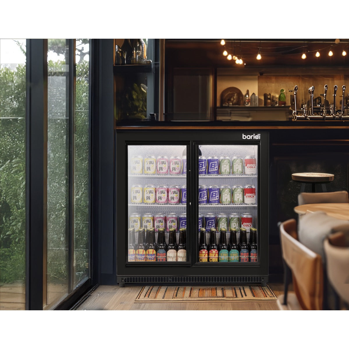 Baridi Back Bar Drinks Fridge/Cooler with Double Sliding Doors, 190L Capacity DH273
