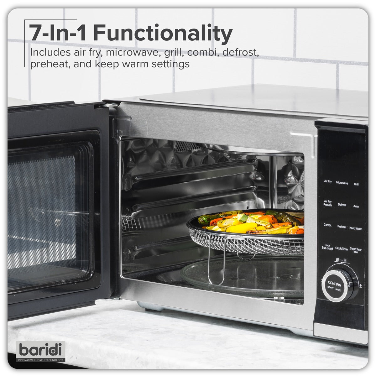 Baridi 7-in-1 Air Fryer Microwave & Grill, 28L Capacity - Black DH277