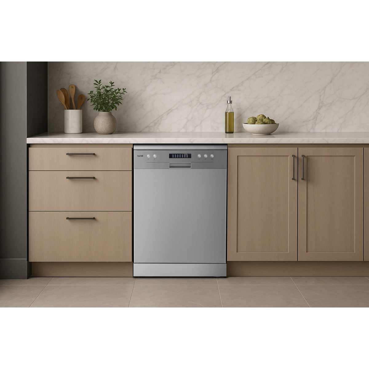 Baridi Regular Sized Freestanding Dishwasher 60cm Wide 13 Place Settings - Silver DH280