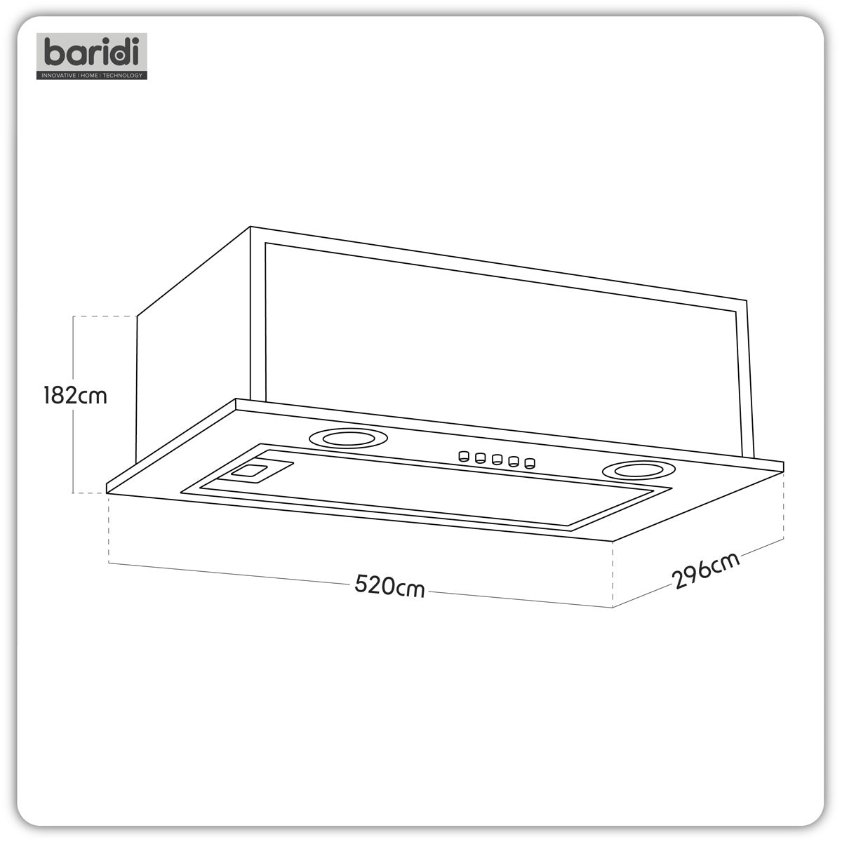 Baridi Cooker Hood with 5 Layer Filter 52cm - Black DH285
