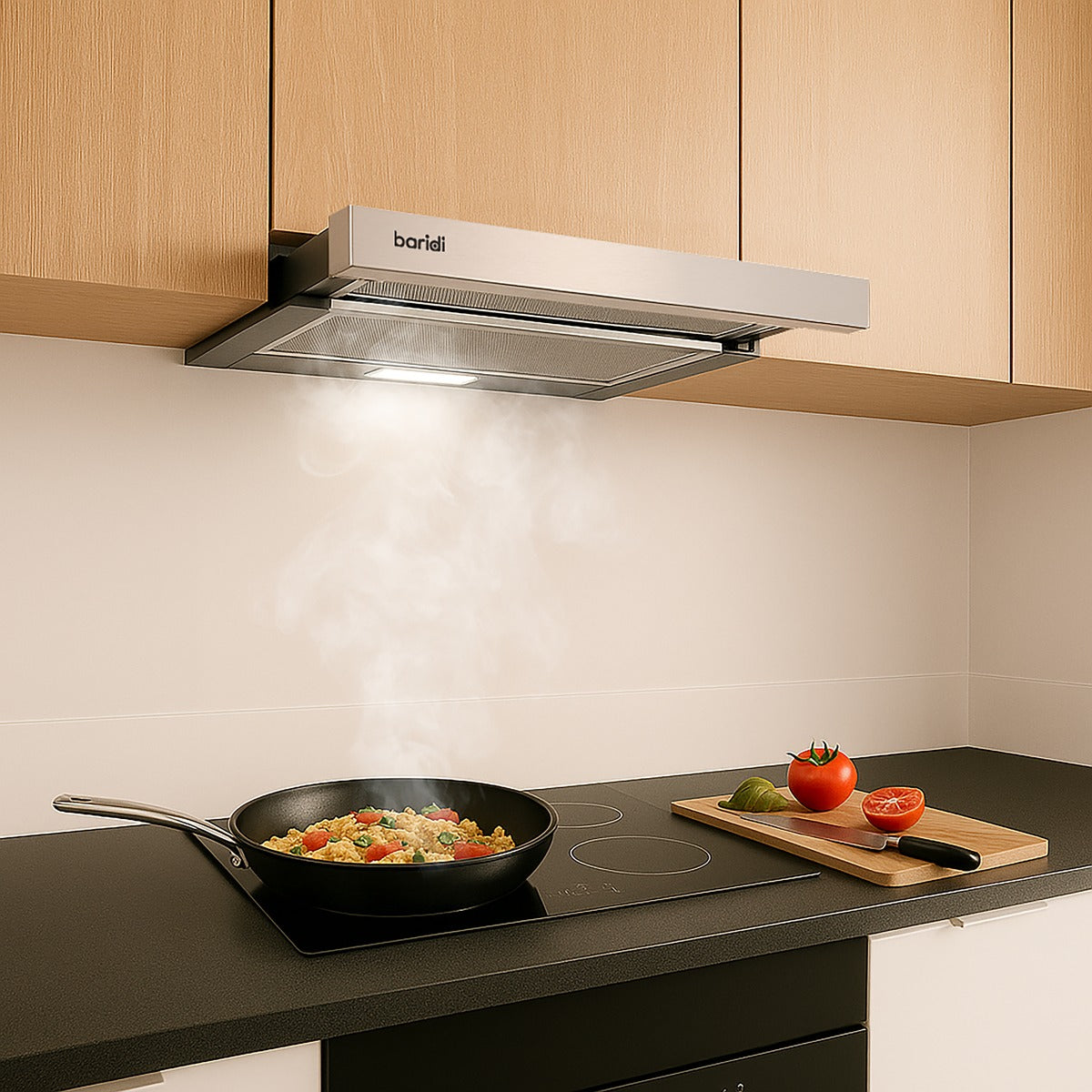 Baridi Telescopic Cooker Hood with Aluminium Filters 60cm - Stainless Steel DH286