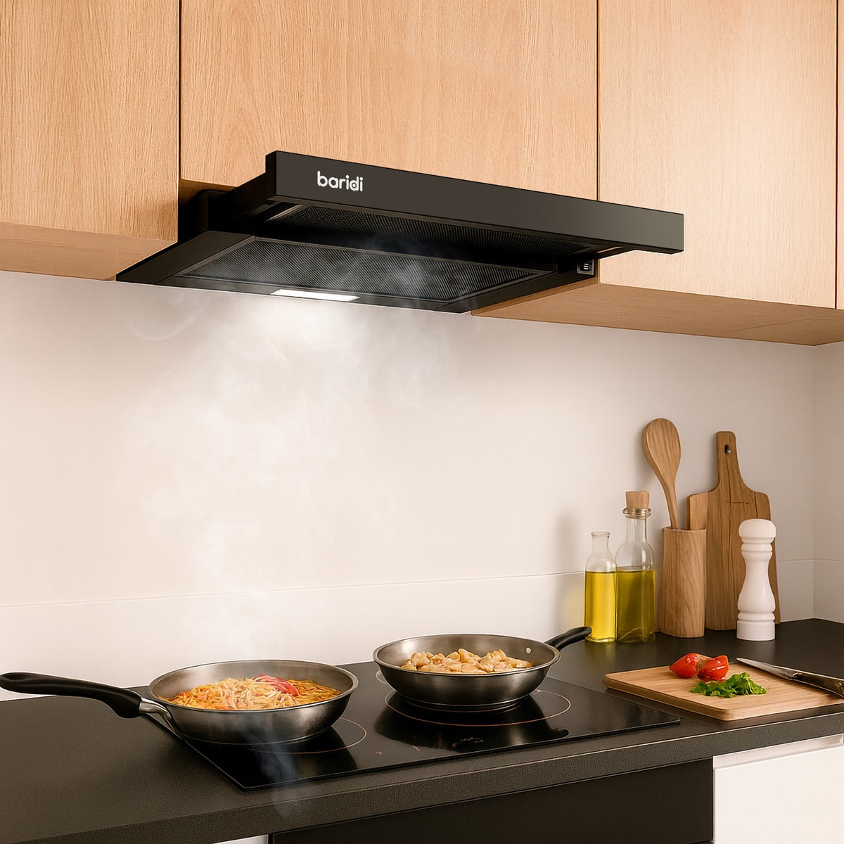 Baridi Telescopic Cooker Hood with Aluminium Filters 60cm - Black DH287