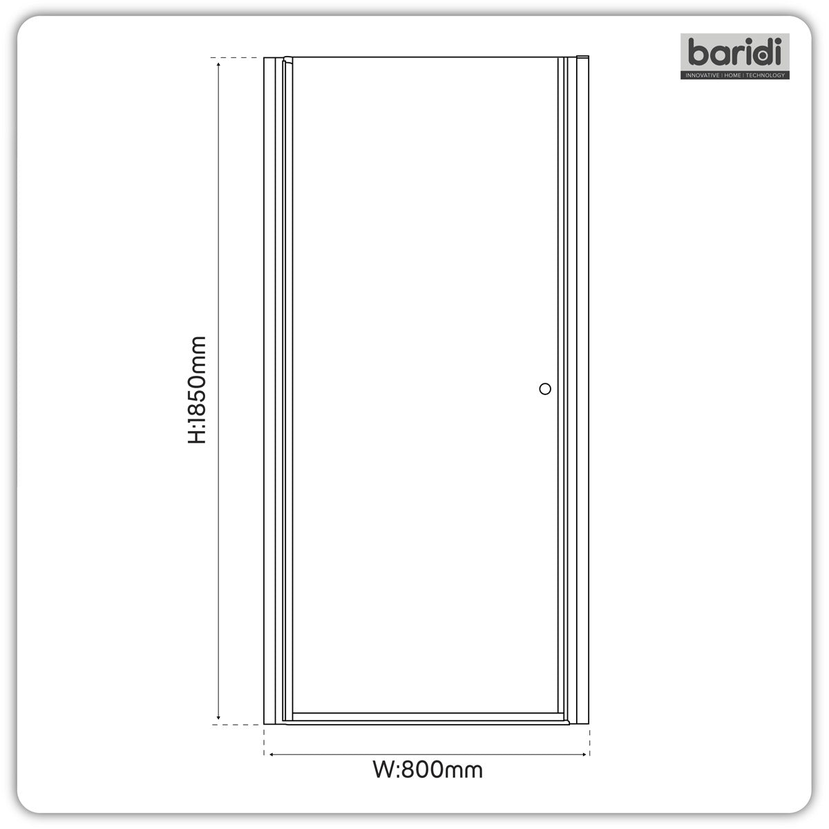 Baridi Pivot Shower Door 800 x 1850mm, 6mm Tempered Glass, Reversible - Chrome DH303