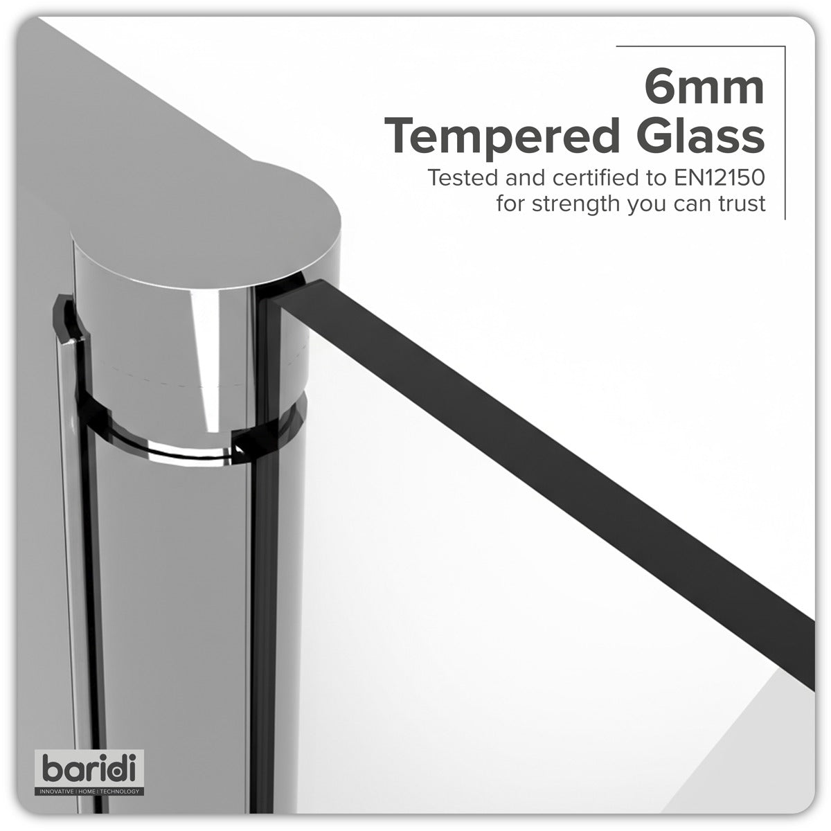 Baridi Bi-Fold Shower Door 800 x 1850mm, 6mm Tempered Glass, Reversible - Chrome DH305