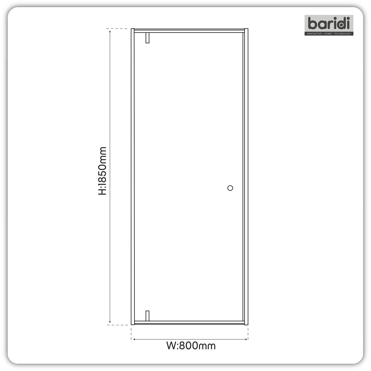 Baridi Hinged Shower Door 800 x 1850mm, 6mm Tempered Glass, Reversible - Black DH307
