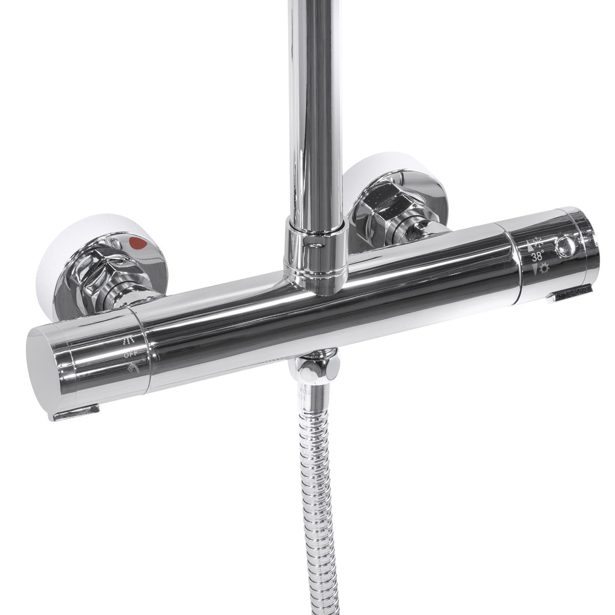Baridi Thermostatic Shower Mixer Set, 20cm Round Head, Adjustable Rail - Chrome DH314