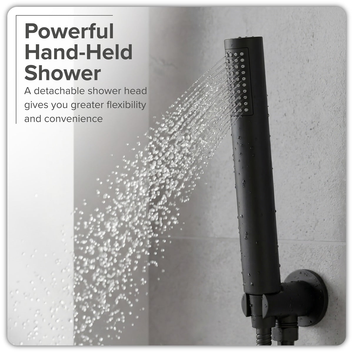 Baridi Concealed Thermostatic Shower Set, 20cm Round Head & Hand Shower - Black DH319