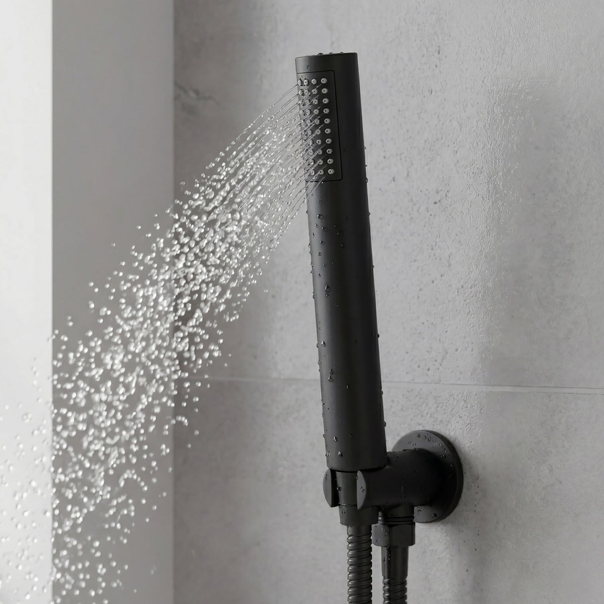 Baridi Concealed Thermostatic Shower Set, 20cm Round Head & Hand Shower - Black DH319