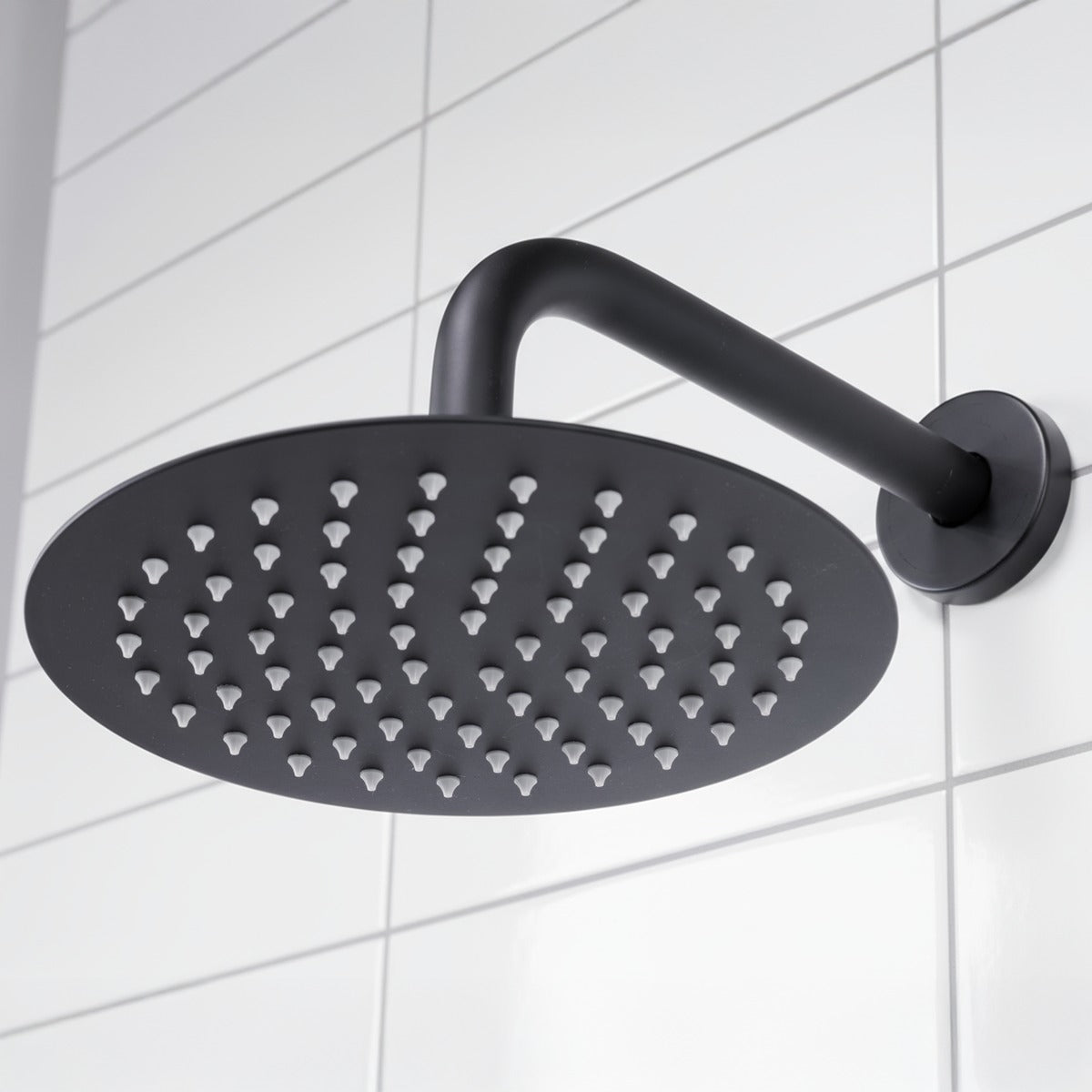Baridi Concealed Thermostatic Shower Set, 20cm Round Head & Hand Shower - Black DH319