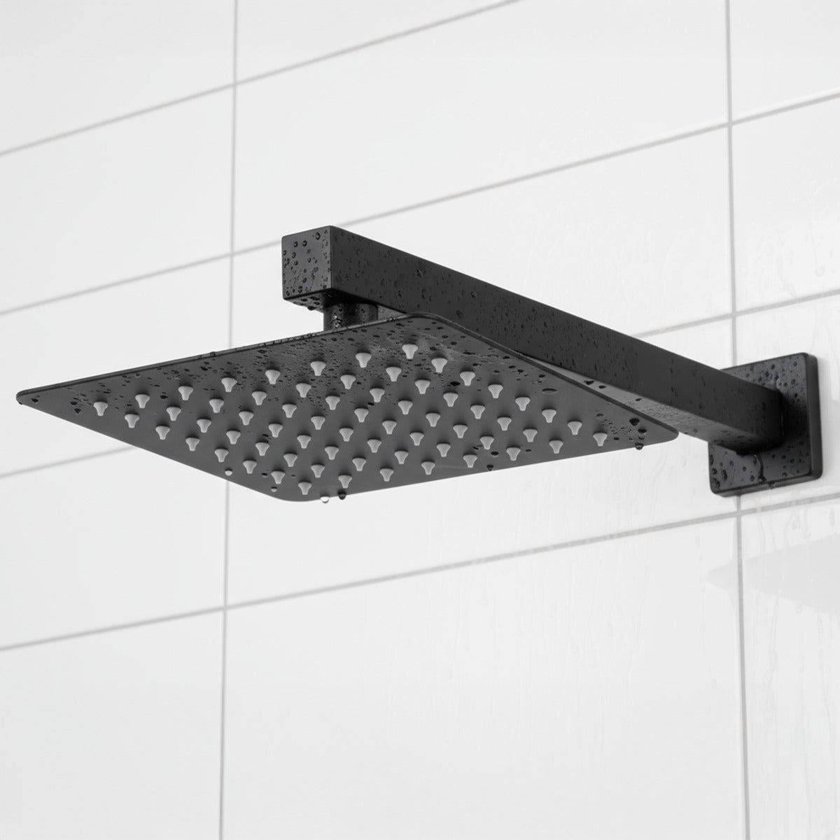 Baridi Concealed Thermostatic Shower Set 20 x 20cm Square Head & Hand Shower - Black DH321