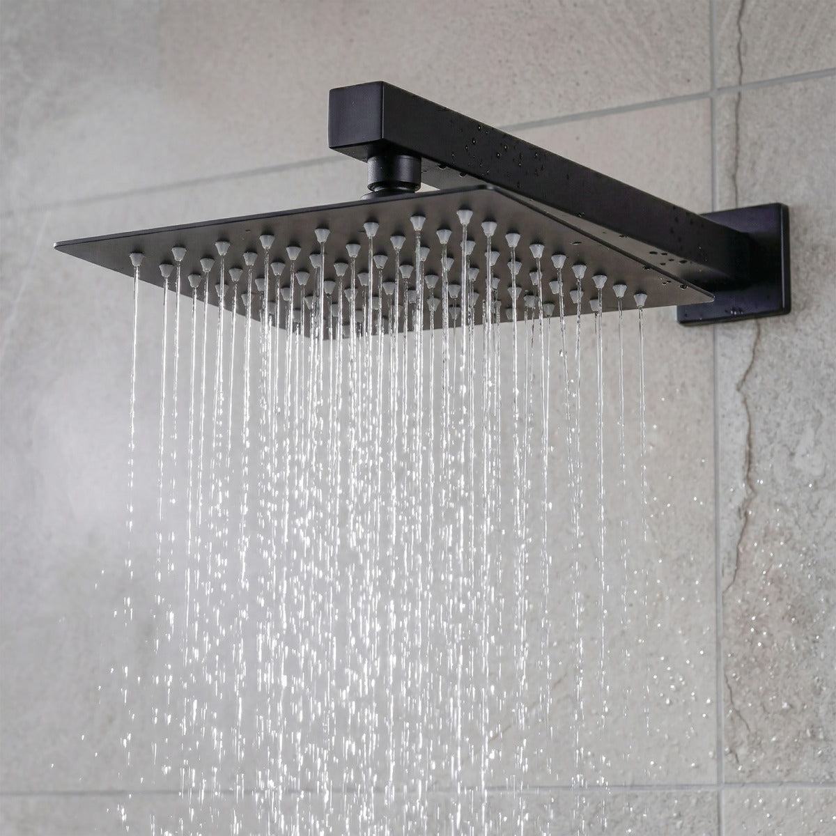 Baridi Concealed Thermostatic Shower Set 20 x 20cm Square Head & Hand Shower - Black DH321