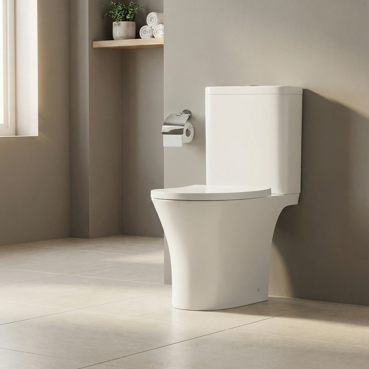 Baridi Close-Coupled Toilet with Soft Close Seat, Dual Flush Cistern & Rimless Flush – White DH332
