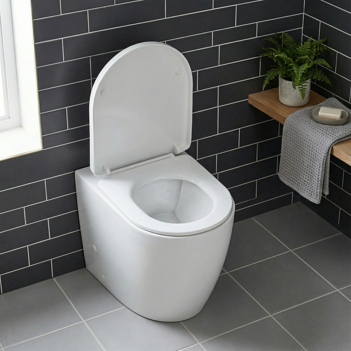 Baridi Back-to-Wall Toilet with Soft Close Seat & Rimless Flush – White DH334