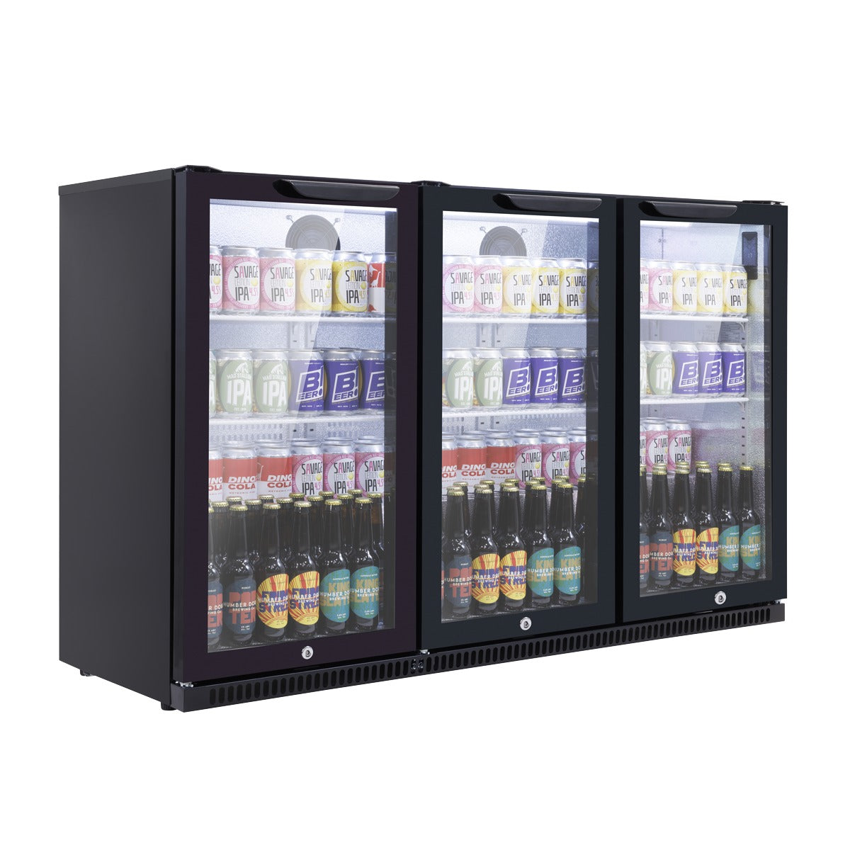 Baridi Hinged Triple Door, Back Bar Drinks Fridge/Cooler, 307L Capacity DH336