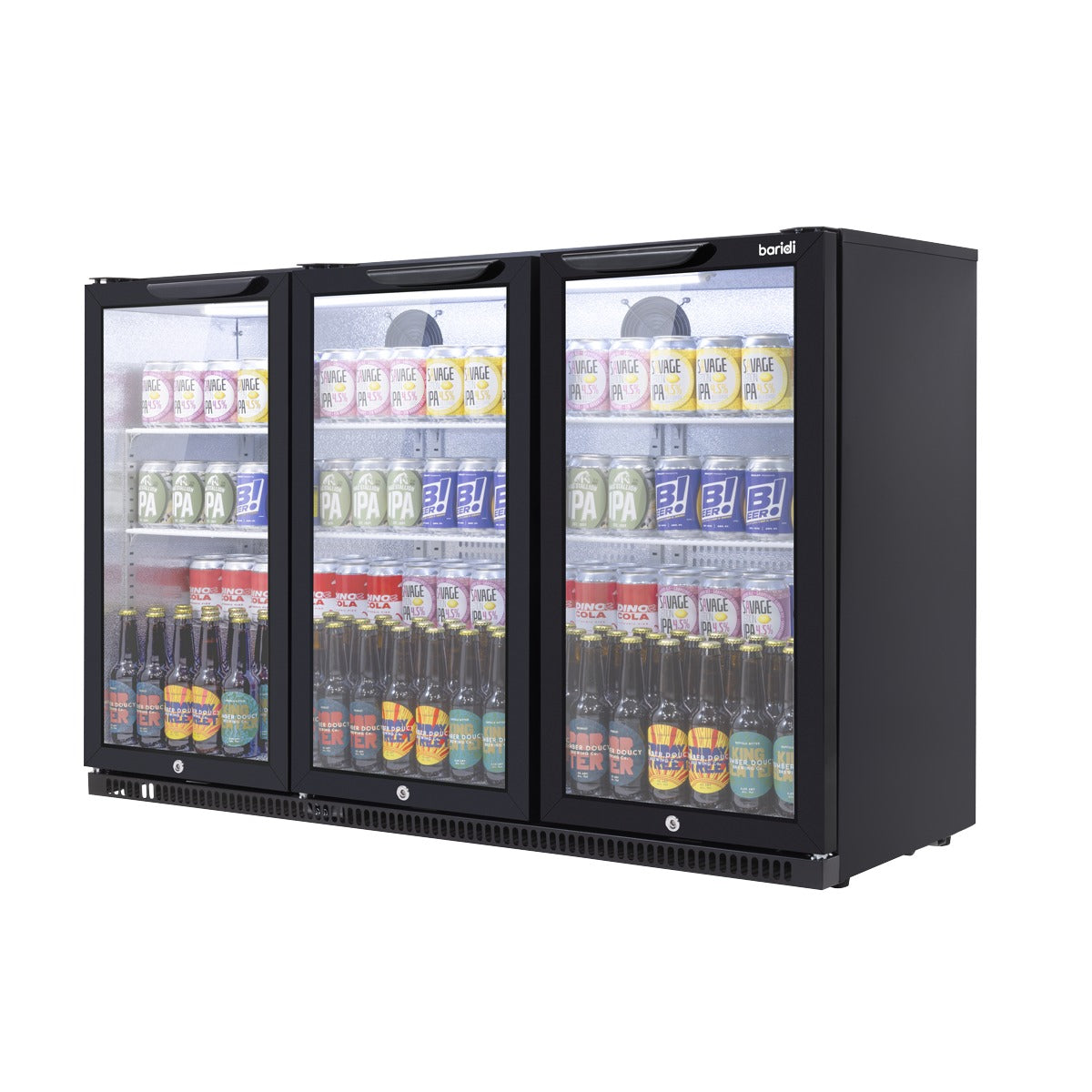Baridi Hinged Triple Door, Back Bar Drinks Fridge/Cooler, 307L Capacity DH336