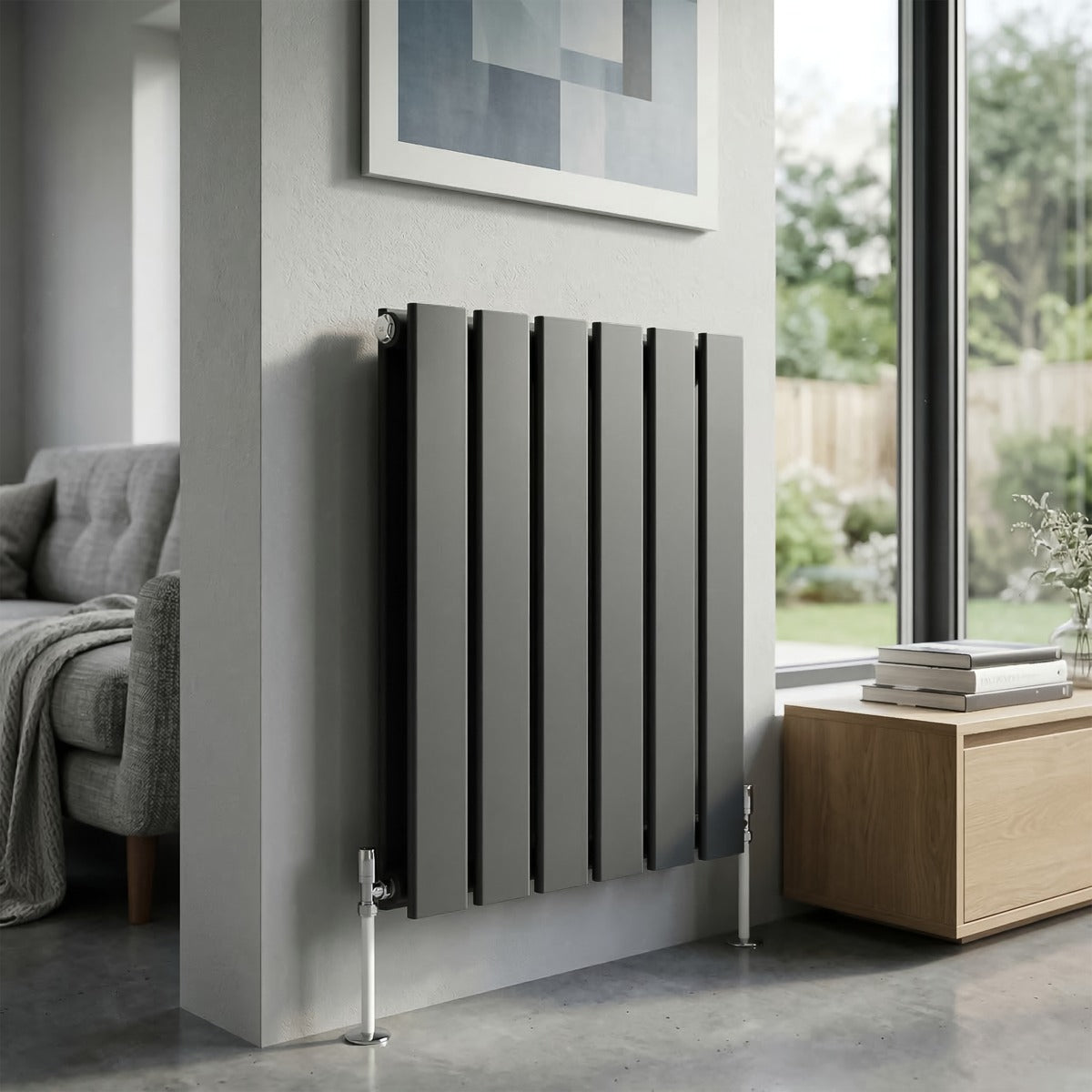 Baridi Horizontal Radiator Contemporary Double Flat Panel Design 420 x 600mm – Anthracite DH338