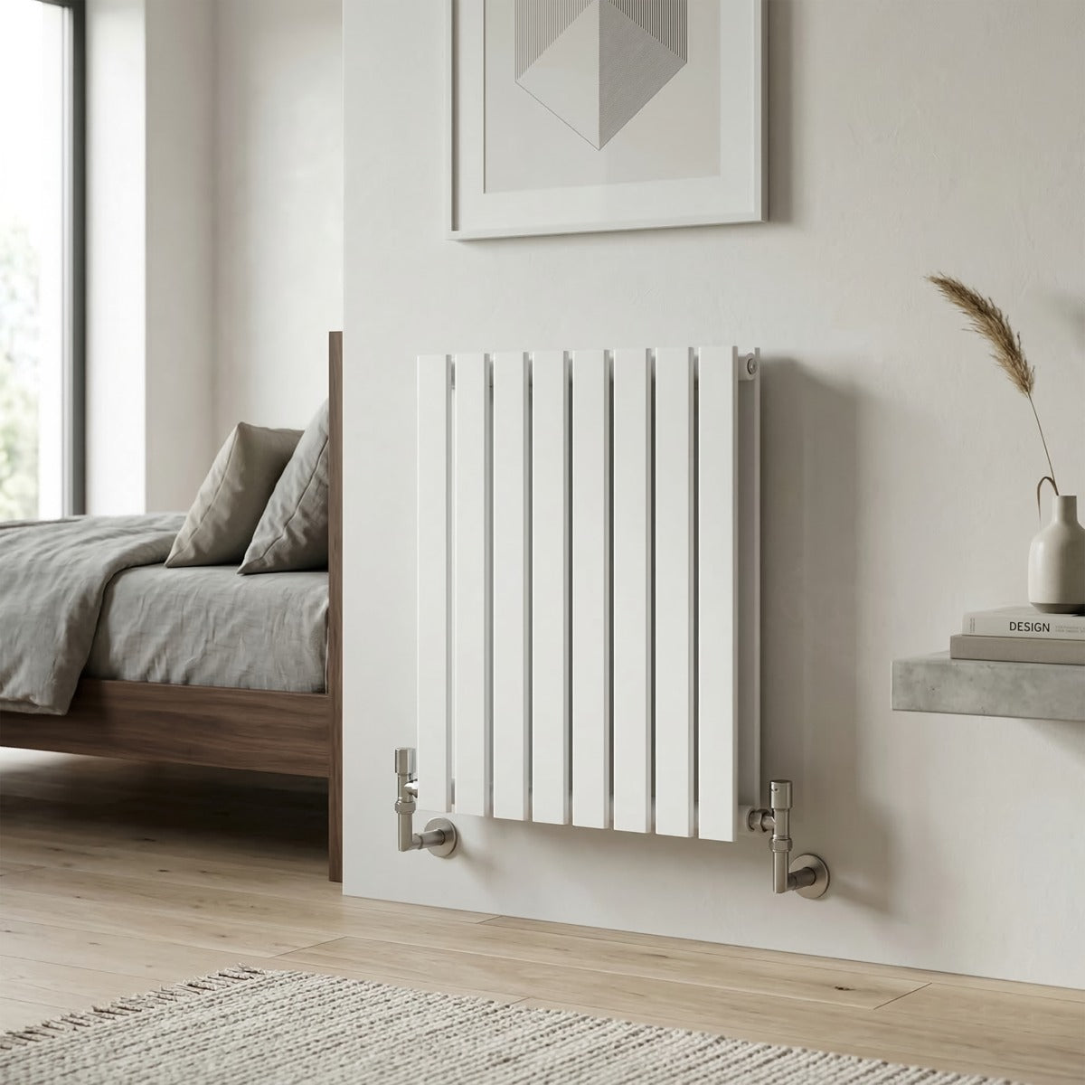 Baridi Horizontal Radiator Contemporary Double Flat Panel Design 600 x 560mm – White DH349
