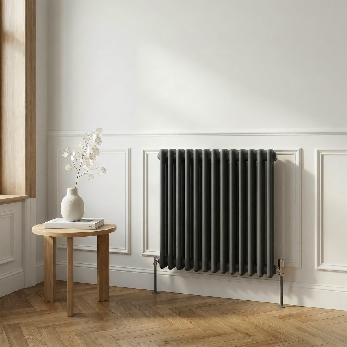 Baridi Horizontal Traditional 2 Column Radiator 600 x 607mm – Anthracite DH357